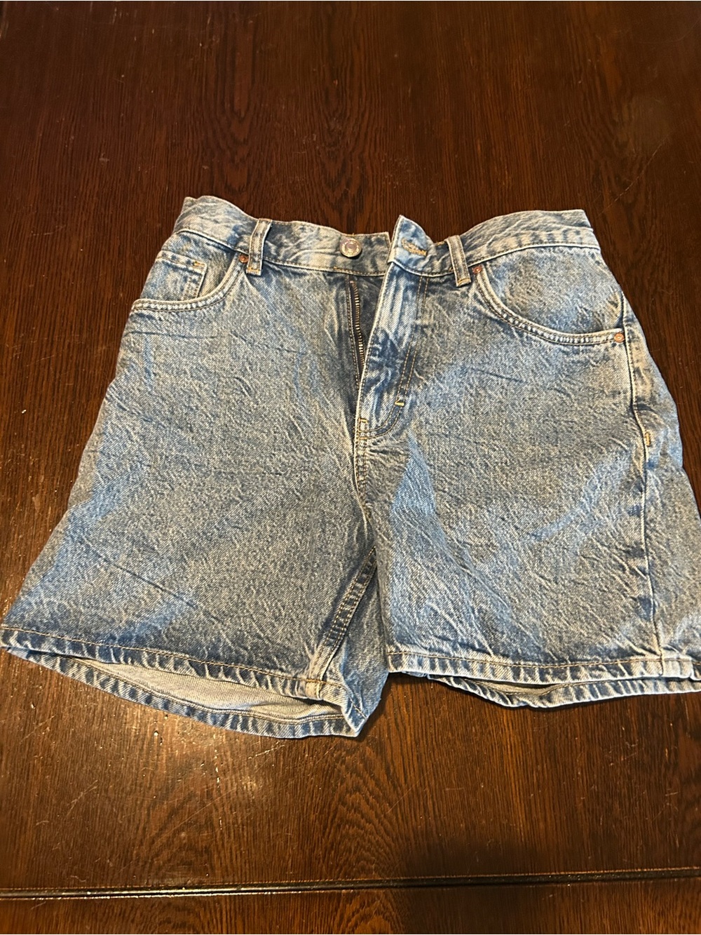 Mango Light Blue High-Rise Denim Shorts